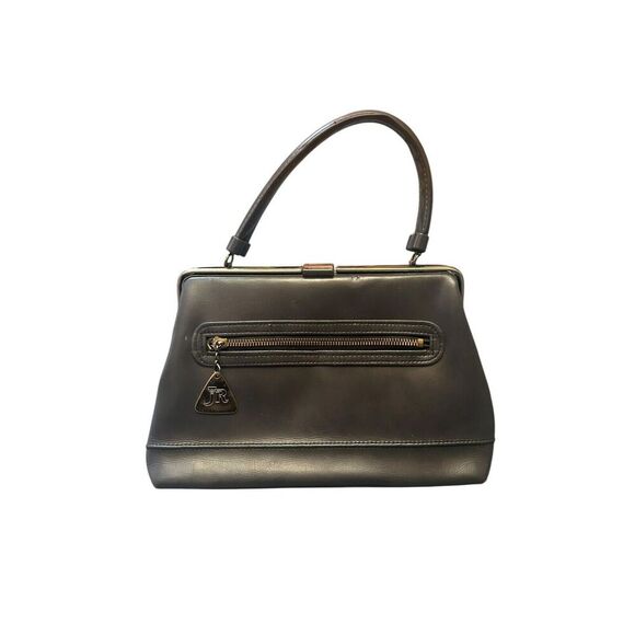Vintage JR Julius Resnick Purse Black Patent Handbag Gold Tone Hardware - Picture 1 of 8